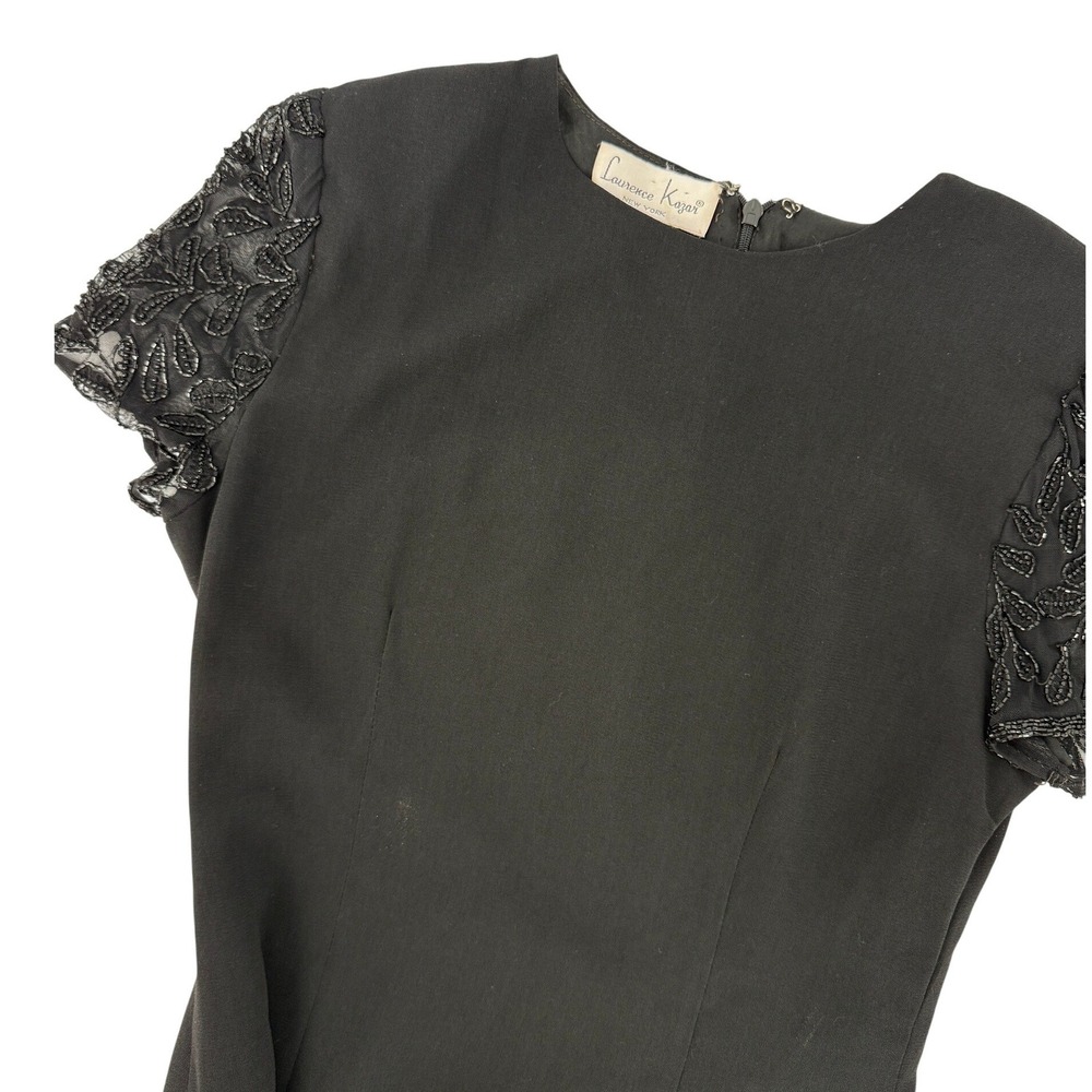 Laurence Kazar New York‎ Vintage Black Beaded Lace Cocktail Dress 80's